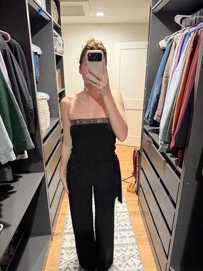 White House Black Market Black Strapless Jumpsuit